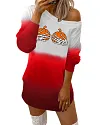 Halloween Pumpkin Skull Print Ombre Sweatshirt Casual Dress