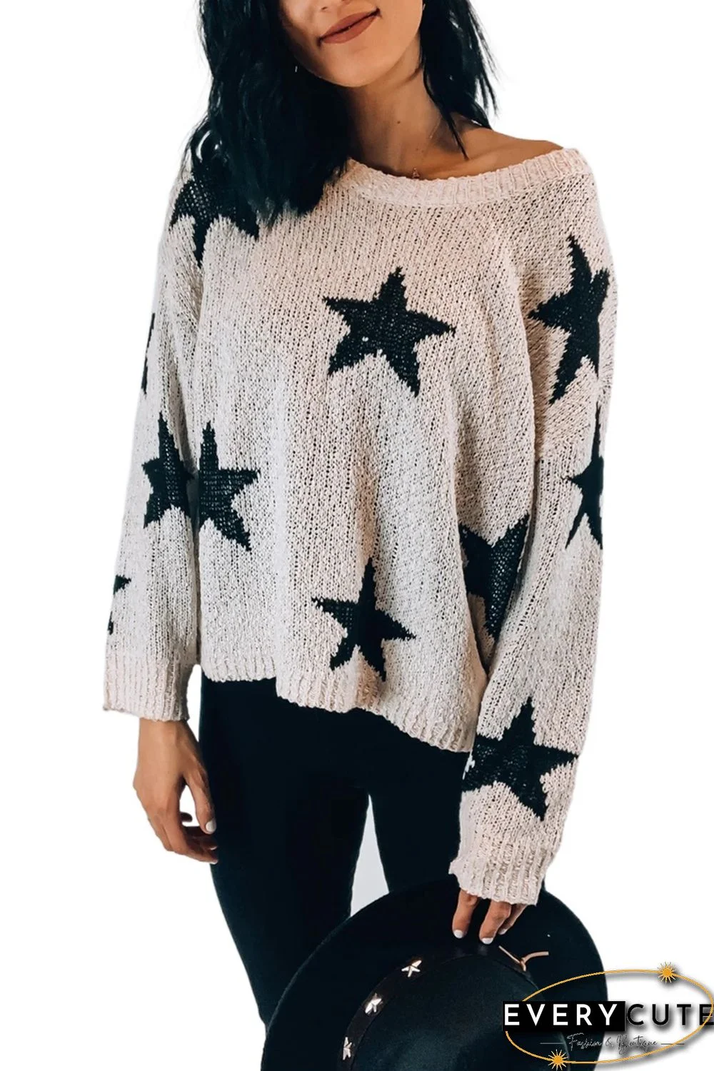 White Knit Star Sweater