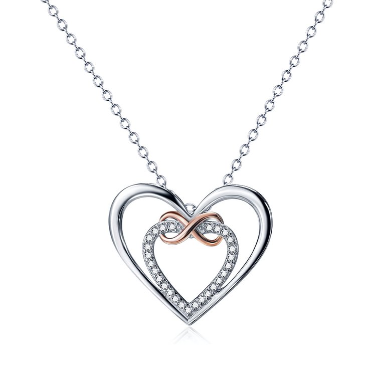 For Granddaughter - S925 Always Keep Me in Your Heart for You are Always in Mine Two hearts Infinity Necklace