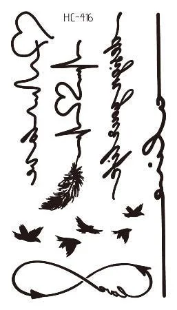 Small Sexy Lips Leaf Black Cartoon Temporary Tattoo Cute Star Tattoo Sticker Love Women Body Finger Art Waterproof Tatoo