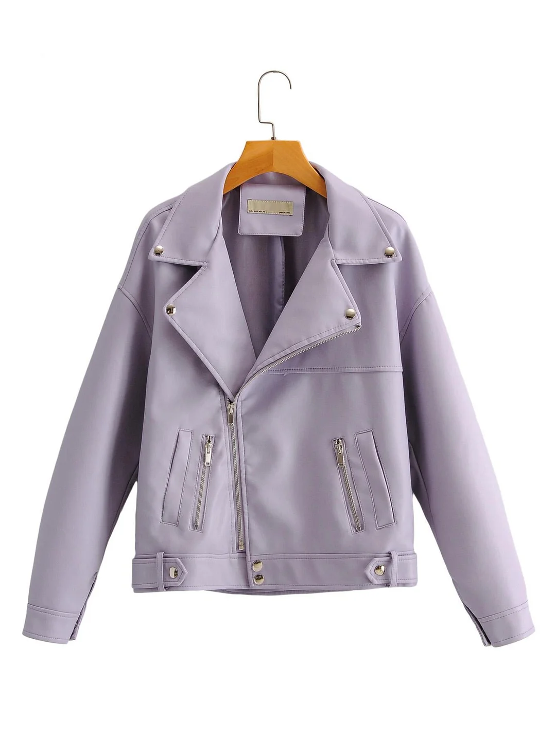 FTLZZ New Autumn Women Faux Leather Jacket Casual BF Loose Soft Pu Motorcycle Punk Leather Coat Female Zipper Rivet Outerwear