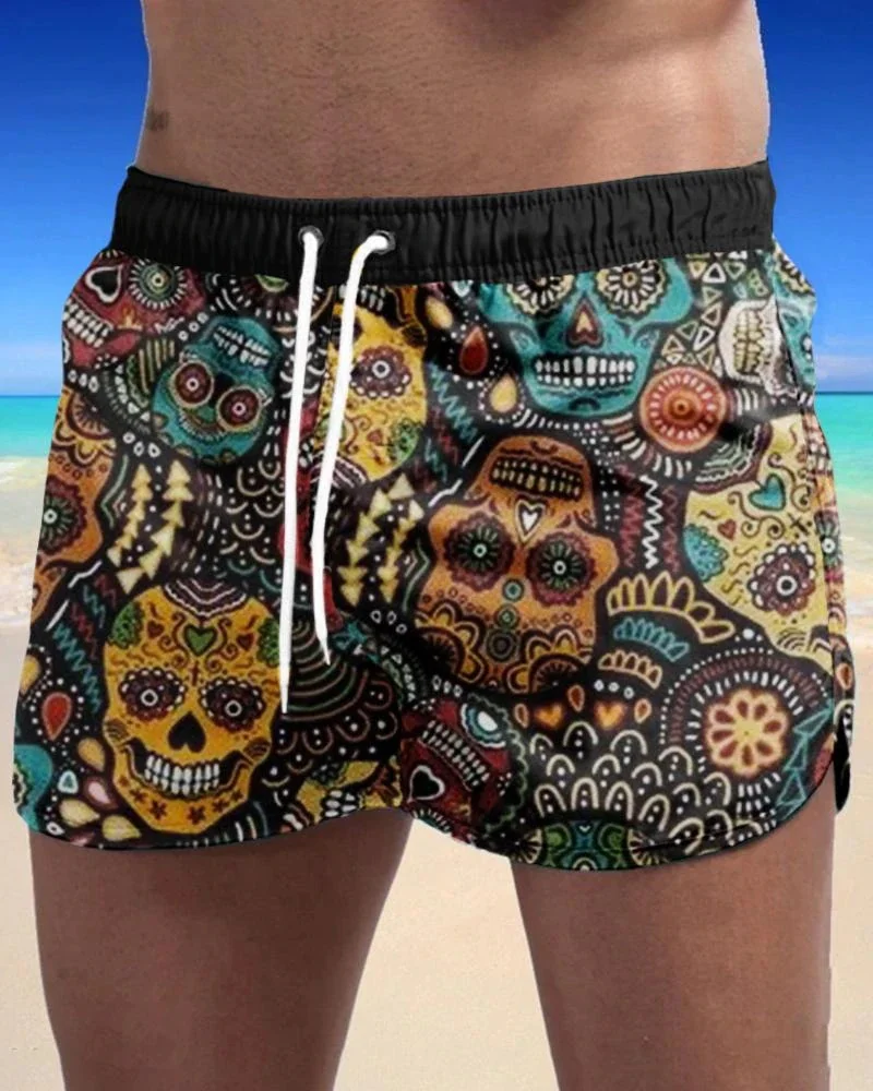 Men's Skull Print Swim Shorts