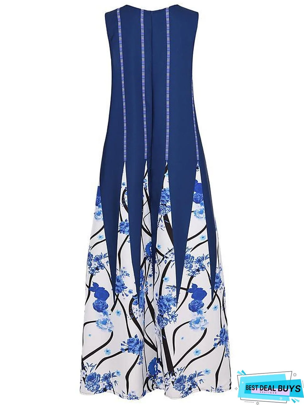 Women's Tunic Maxi Long Dress Sleeveless Tribal Print Summer Plus Size Hot Casual White Black Blue Red Green