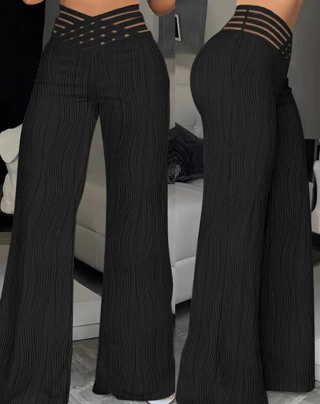 Zingj Draping Pleated Hollow Water Ripple Wide Pants