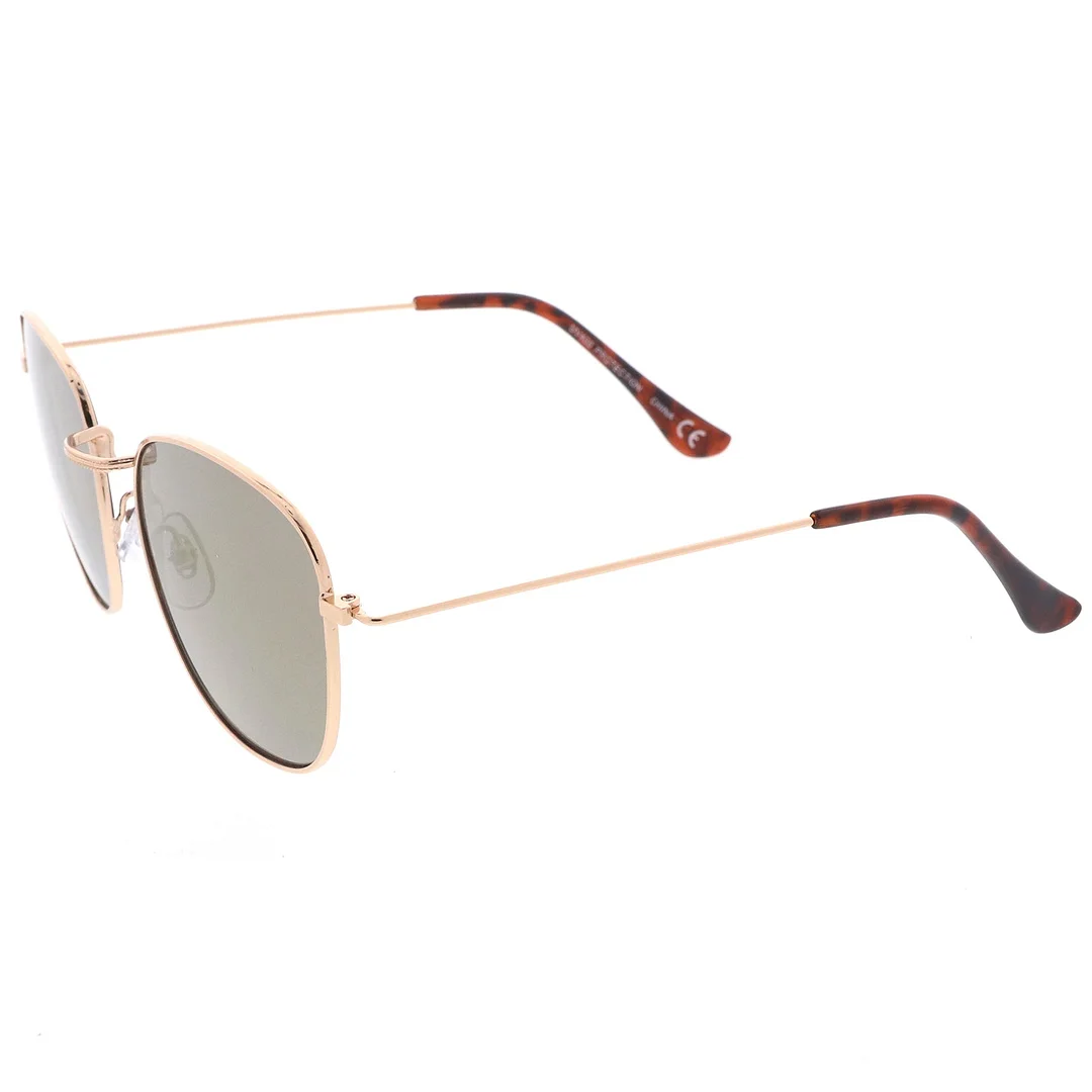 Classic Metal Frame Ultra Slim Temples Colored Mirror Lens Square glasses 53mm