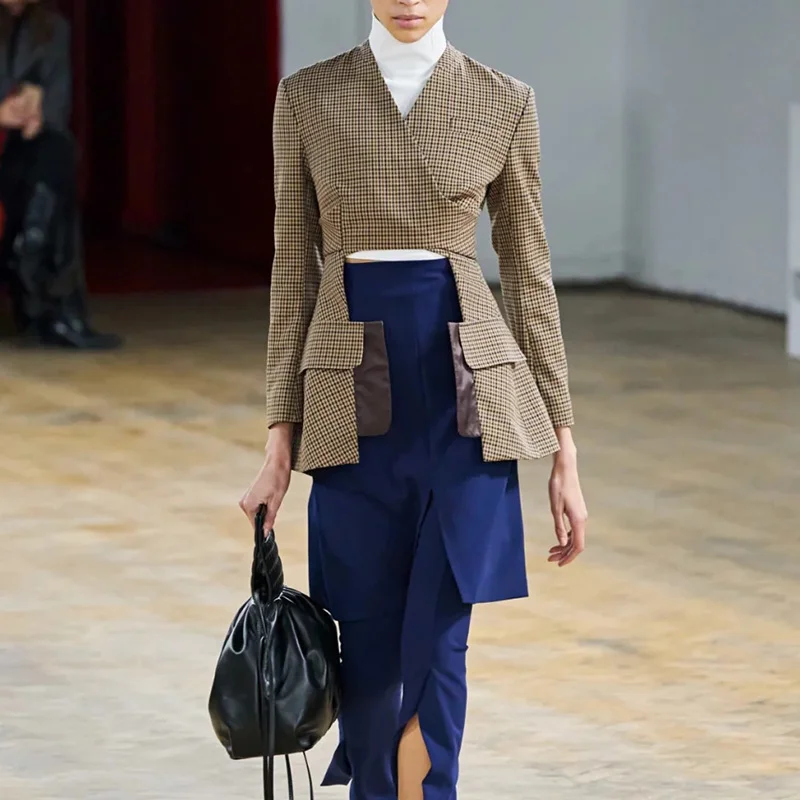 Toloer Toloer 2024 New Fashion Temperament Cross-Strap Hollow Design Sense Waist Show Thin And Long Suit Jacket-Outfit Ideas