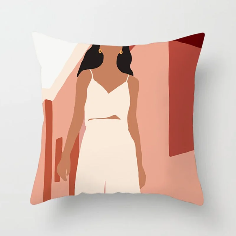 INS Nordic Morandi Cushion Cover Geometric Beauty Flower Art Pillow Cover Bed Car Office Decorative Pillowcase Modern Home Decor