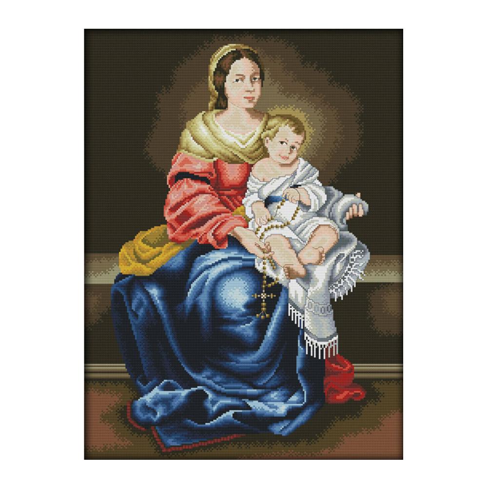 

Virgin and Child - 14CT Stamped Cross Stitch - 57*44cm, 501 Original