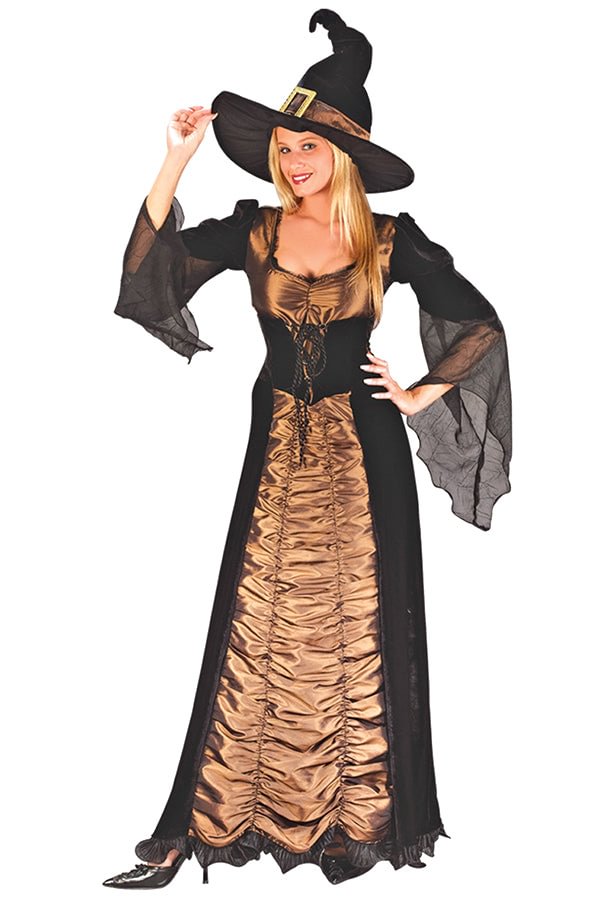 Sexy Fancy Taffeta Witch Halloween Costumes Brown-elleschic