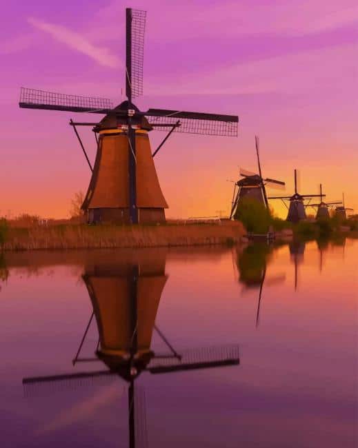 

kinderdijk Windmill – Paint By Numbers - 40*50CM, 501 Original