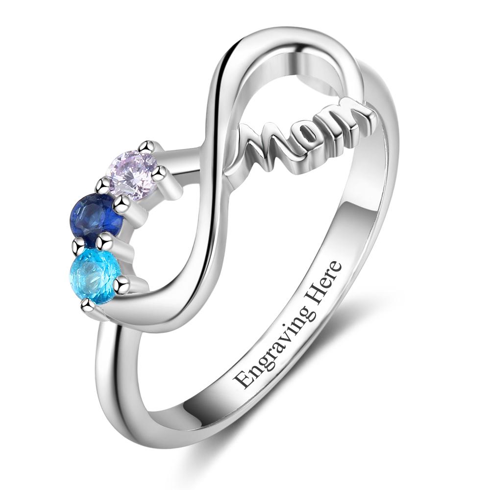 Infinity Mother Ring Family Ring Personalized with 3 Birthstones Great ...