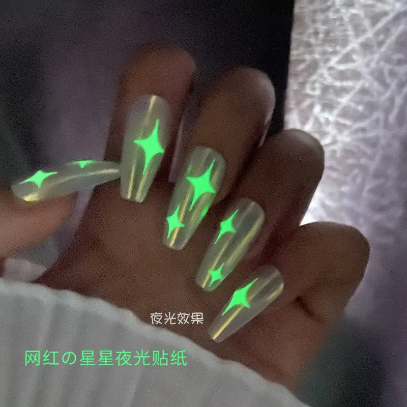 Merry Christmas Luminous SnowFlake Nail Stickers Fluorescent Xmas Winter Sliders for Nails Charms Glow in Dark Manicure Decals-Nail Inspo