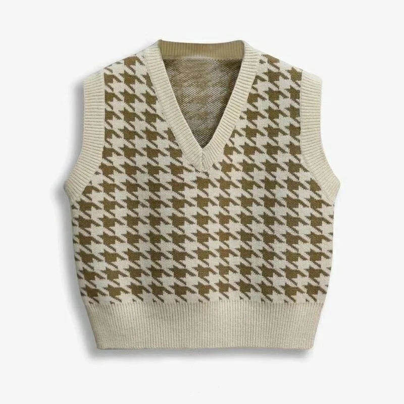 2021 Autumn New Sweater Vest Women's Loose Knitted Vest Women's Top sleeveless v neck