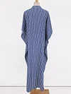 Striped Bat Sleeve Shirt Tunicshang Maxi Dress