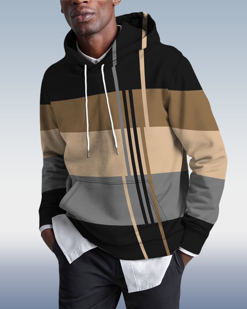 Men's Geometric Colorblock Hoodie 038