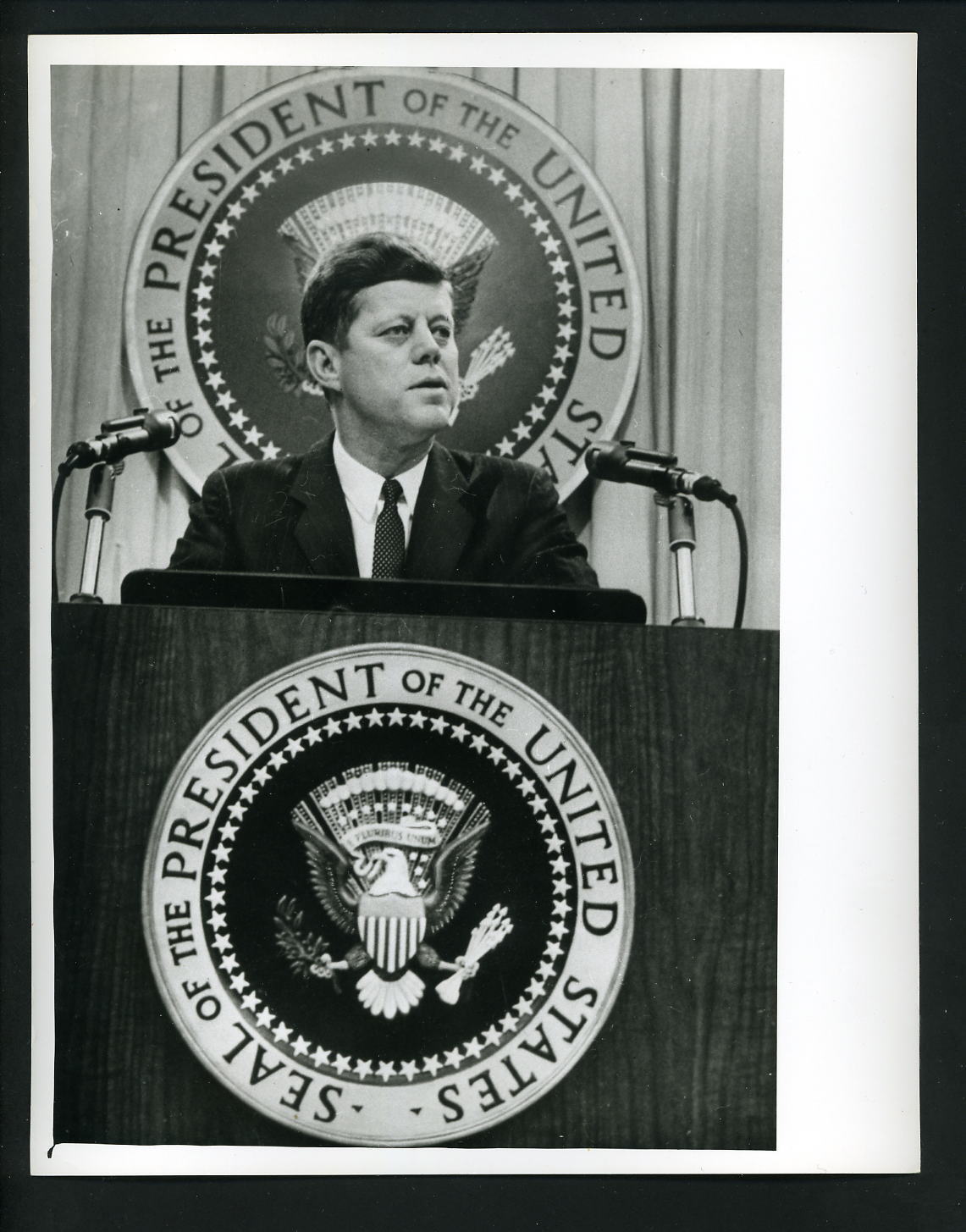 President John Kennedy 1963 Press Wire Photo Poster painting with RMY LOA Presidential Seal