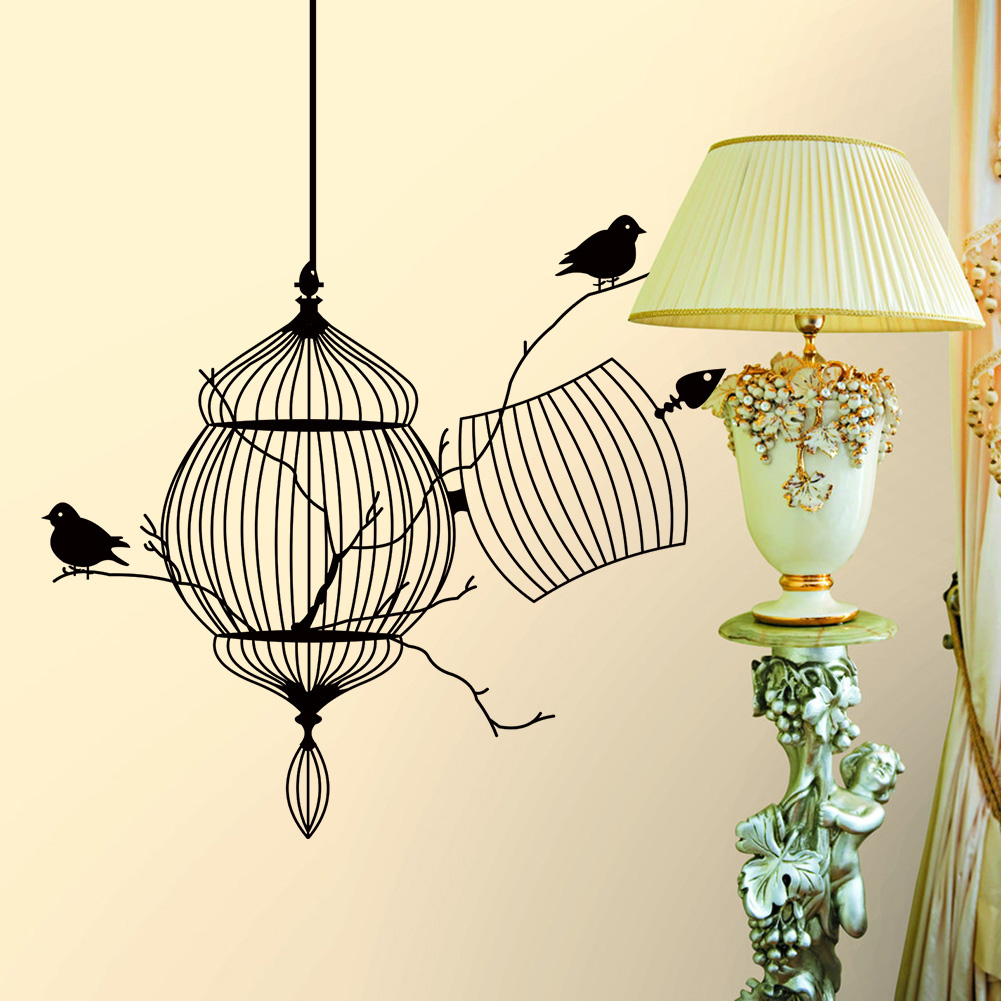 

Black Birdcage Bird Removable Wall Sticker Home Decor Decal Art Vinyl Mural, 501 Original