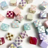100PCS Lovely Flashing Painting Square Plaid Dice DIY Beads