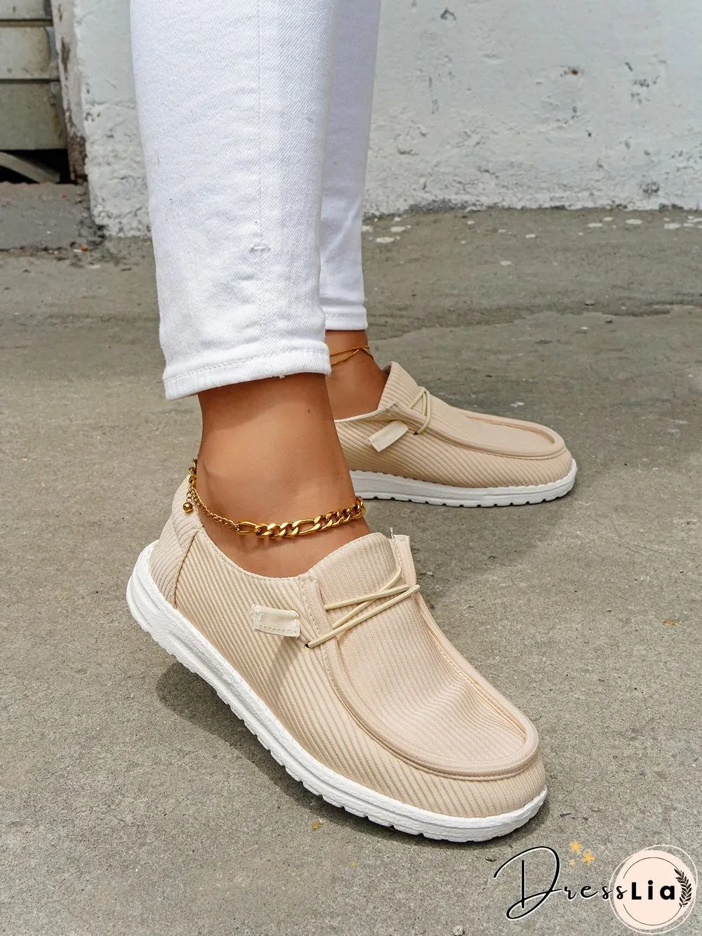 Casual Light Lace Up Flats Canvas Shoes