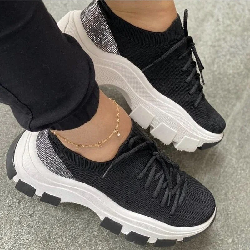 2021 New Sock Sneakers Plaform Slip On Breathable Kniting Casual Women Shoes Good Quality Light Mesh Walking Shoes