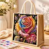 DIY Rose 5D Diamond Painting Linen Tote Bag