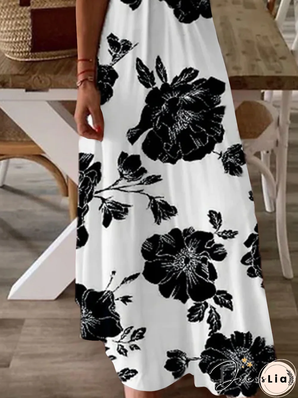 Loosen Casual Floral Short Sleeve Knit Dress