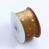 Velvet Golden Stars 3.8cm x 9m Gift Bouquet Wrapping Ribbon