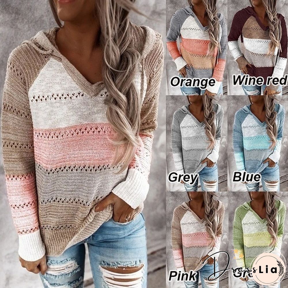 New Comfy Stylish Stitching Color Hoodies For Women Long Sleeve New Casual Clothing Style Casual Tops For Women Women's Casual Spring Fall Sweaters 7 Colors