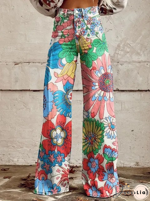 Skinny colorful flowered Loose Pant