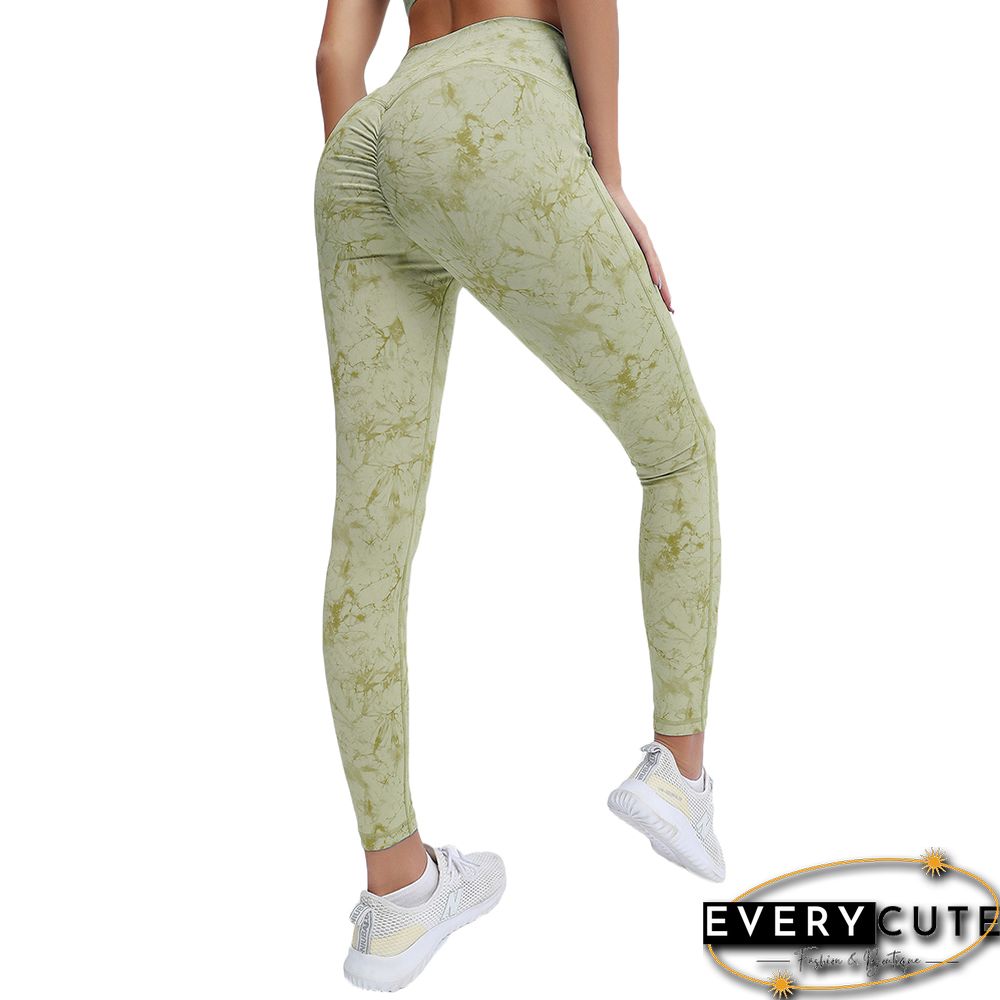 Light Green Tie Dye Print Front Criss Cross Bra with Pant Set