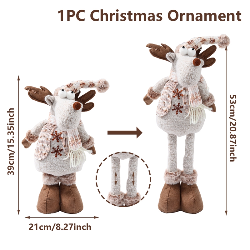 Tegooe Telescopic Plush Reindeer Christmas Decoration - Adjustable Height Holiday Doll