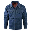 Men's Western Plaid Flannel Denim Casual Jacket by Inlyline