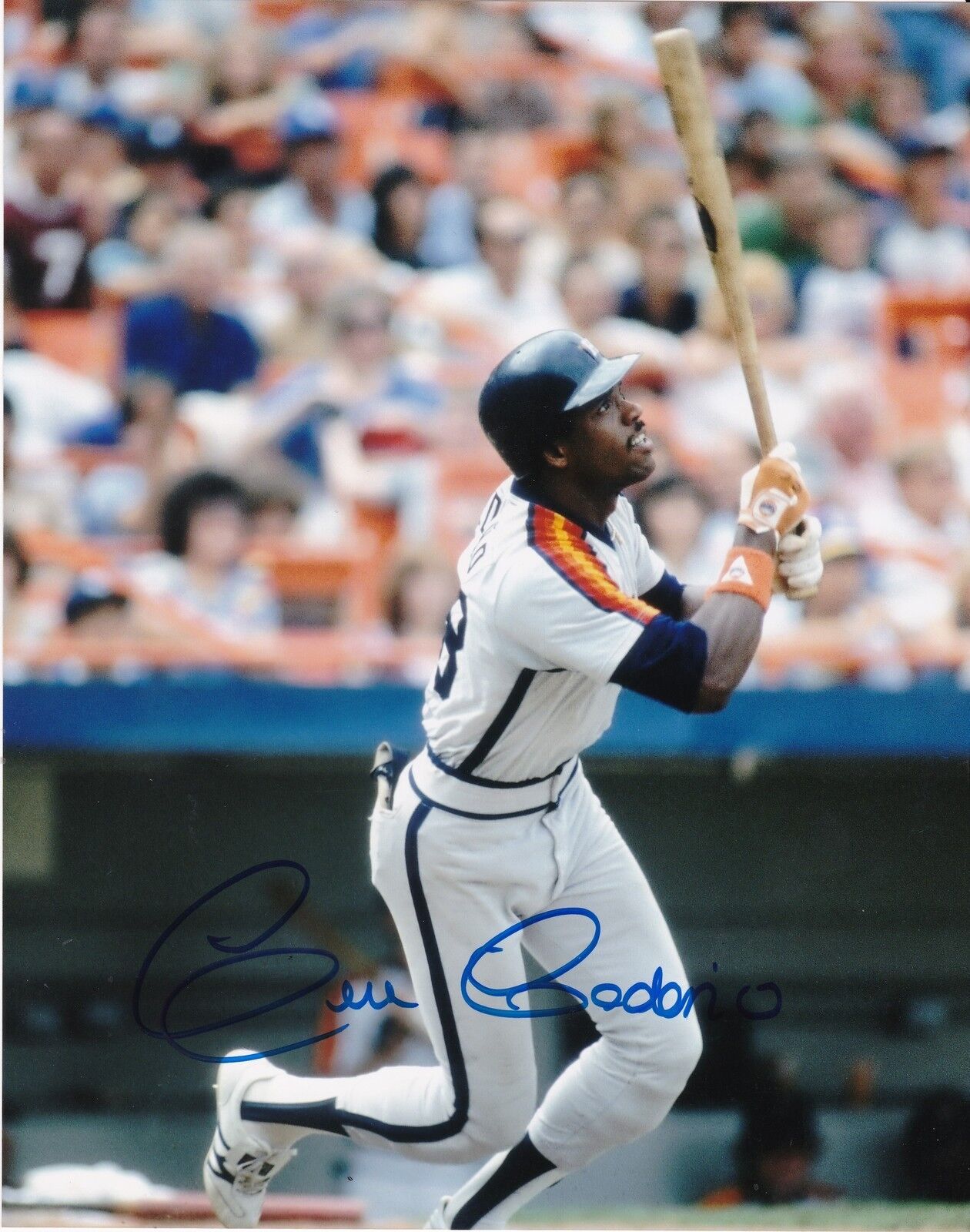 CESAR CEDENO HOUSTON ASTROS ACTION SIGNED 8x10