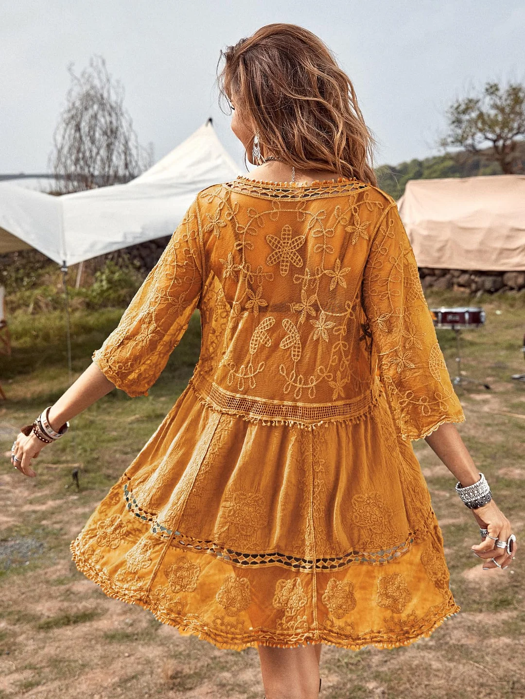 B2prity Women's Contrast Lace Bathing Suit Cover Up V-Neck Swimsuit Coverups Loose Swimwear Beach Dress Beachwear