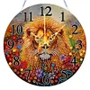 (US Local)Wood Special Shape Lion 5D Diamond Painting Clock Art Craft for Home Decor