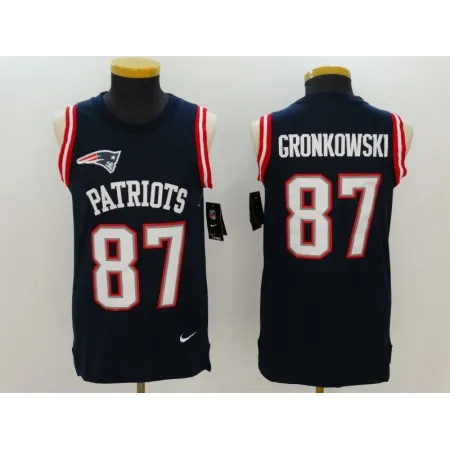 Men's  New England Patriots #87 Rob Gronkowski Navy Blue Team Color  Stitched NFL Limited Rush Tank Top Jersey