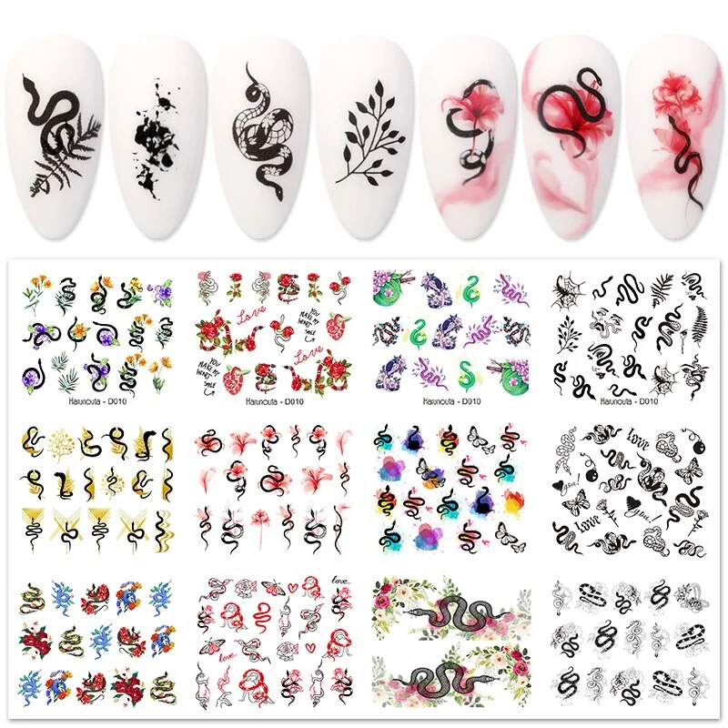 12pcs Valentines Love Letter Water Decals Flower Sliders Nail Stickers for Manicure Nail Art Decoration Transfer Water Sticker-Nail Inspo