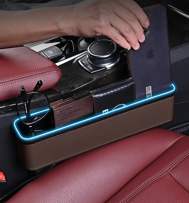 Colorful LED light car gap storage box