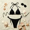 White High-Waisted Bikini Set with Adjustable Straps and Faux Fur-Like Texture for Summer Beach Wear by Inlyline