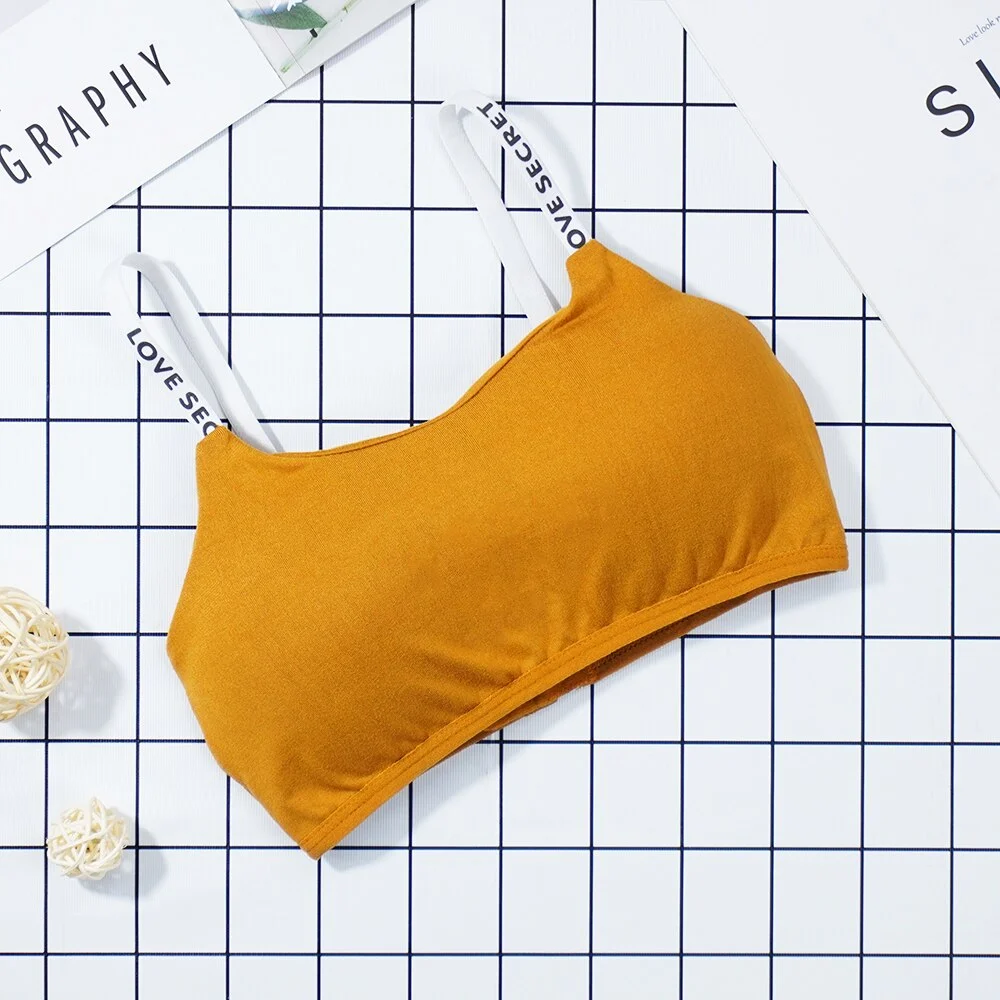 Billionm Women Wire Free Bra Back Closure Half Cup Padded Push Up Underwear Letter Straps Seamless Three Hook-and-eye Bralette