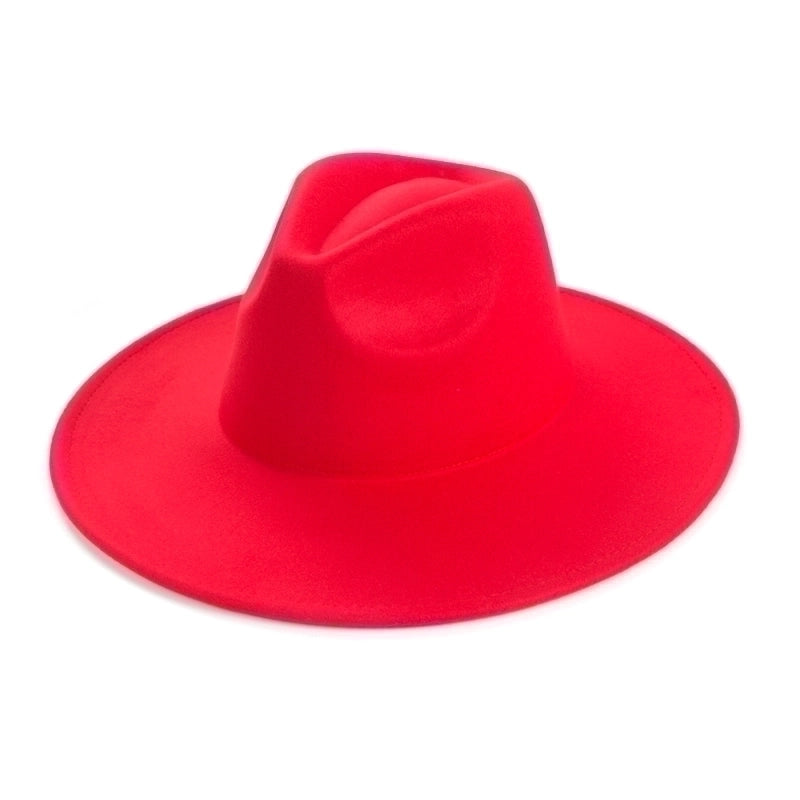 Unisex Elegant Solid Color Big Eaves Fedora Hat