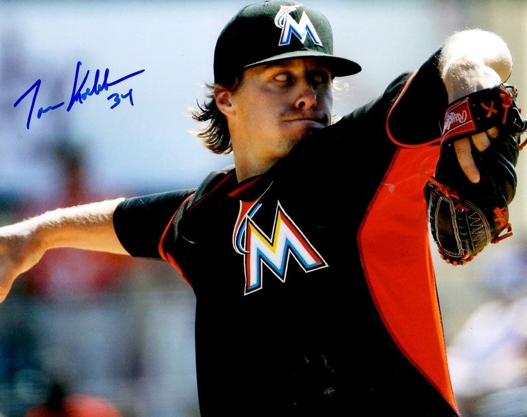 Signed 8x10 TOM KOEHLER Miami Marlins Autographed Photo Poster painting- COA