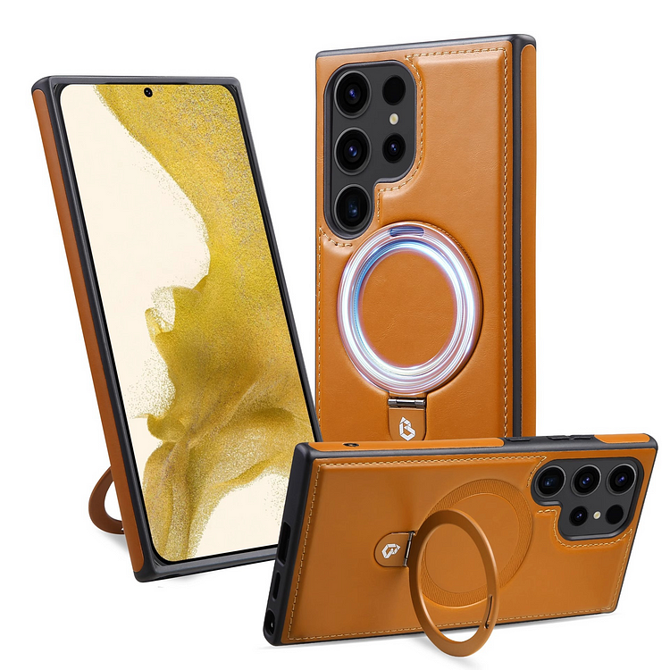 Magnetic Foldable KickStand Leather Case