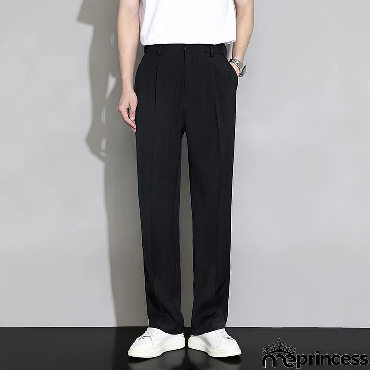 Men Fashion Casual Basic Versatile Solid Color Plus Size Straight Pants