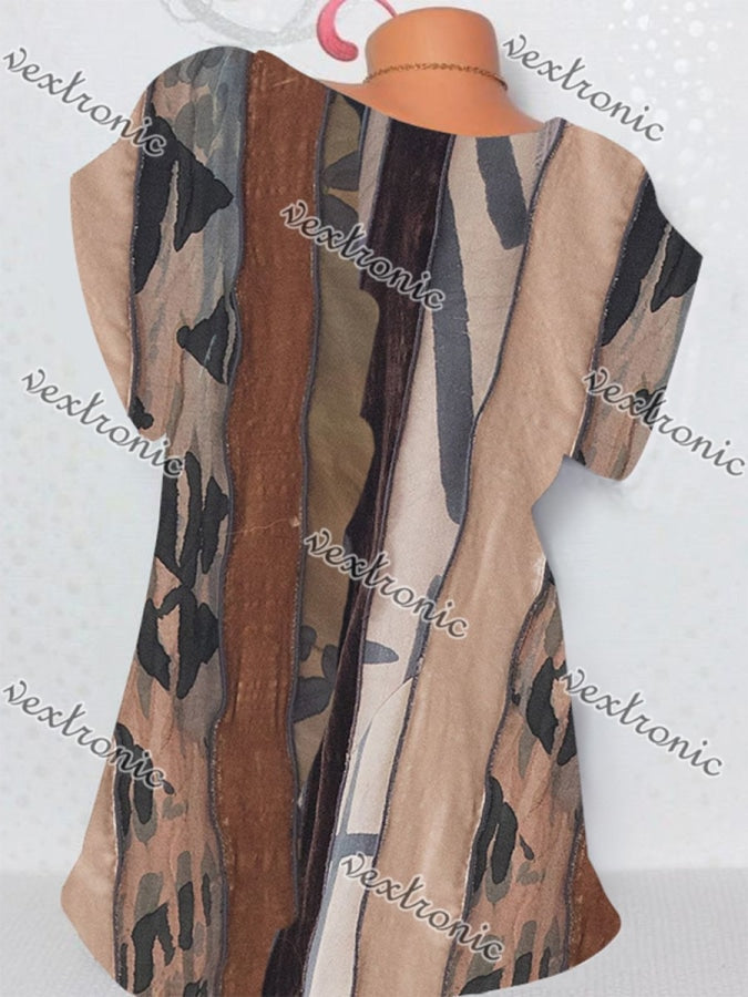 Women Half Sleeve V-neck Solid Color Dress