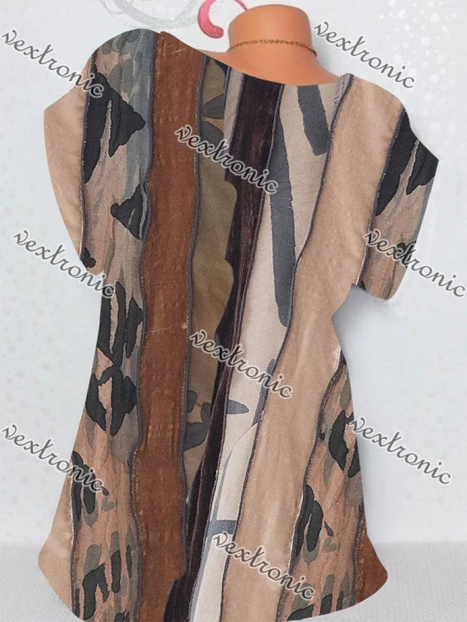 Women Half Sleeve V-neck Solid Color Dress