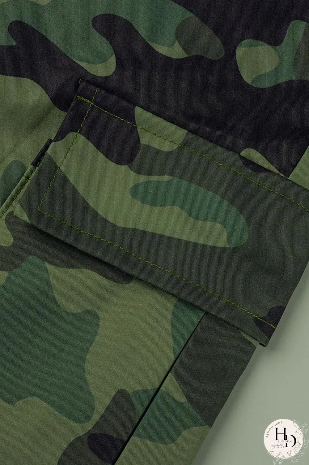 Camouflage Casual Print Camouflage Print Patchwork Plus Size