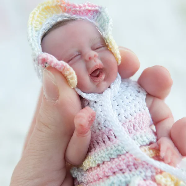 Miniature Doll Sleeping Full Body SiliconeReborn Baby Doll, 6 Inches Realistic Newborn Baby Doll Named Badru