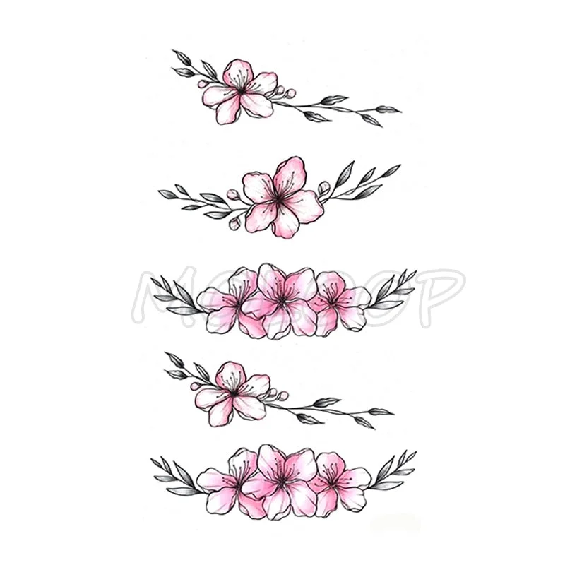 Waterproof Temporary Tattoo Stickers Black Somnus Flower Plant Small Size Tatto Flash Tatoo Fake Tattoos for Man Kid Girl Women