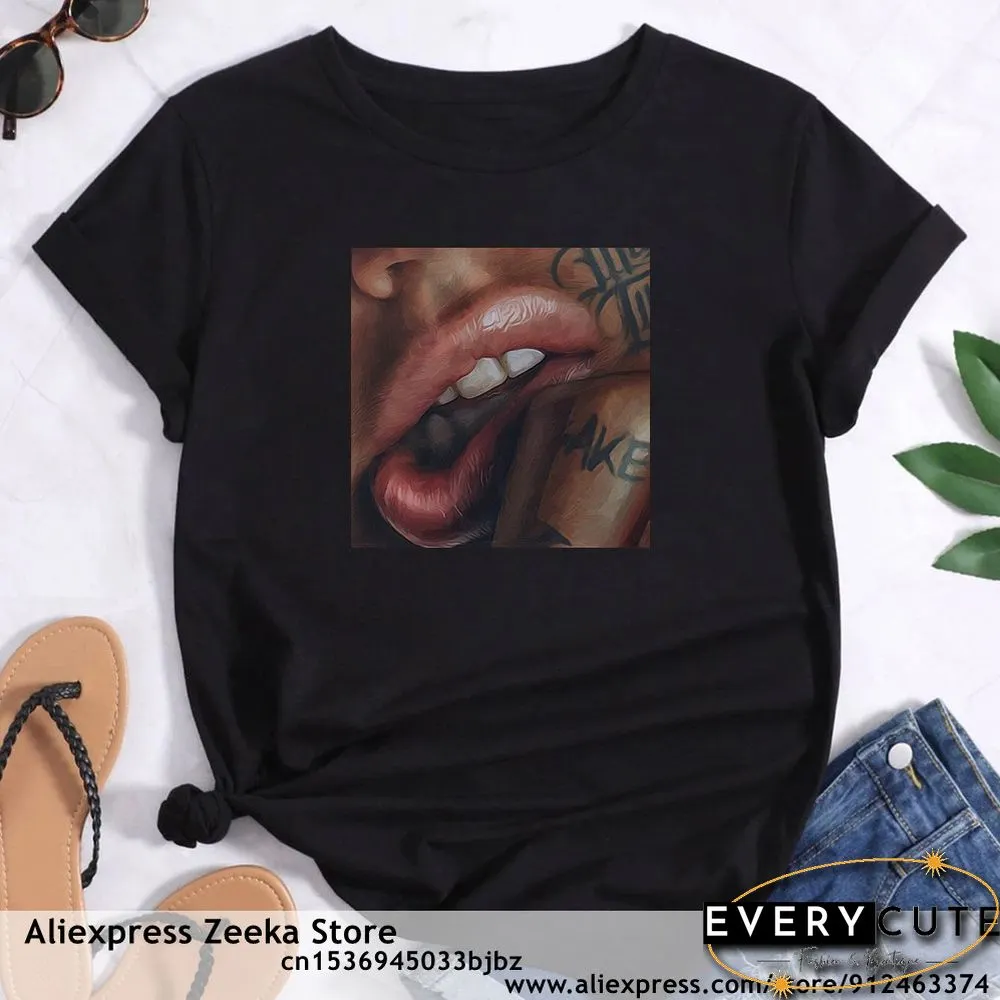 Womens Traveling Fun Print Tee-Shirt for Girls Y2K Harajuku Basics Collar White Shirt